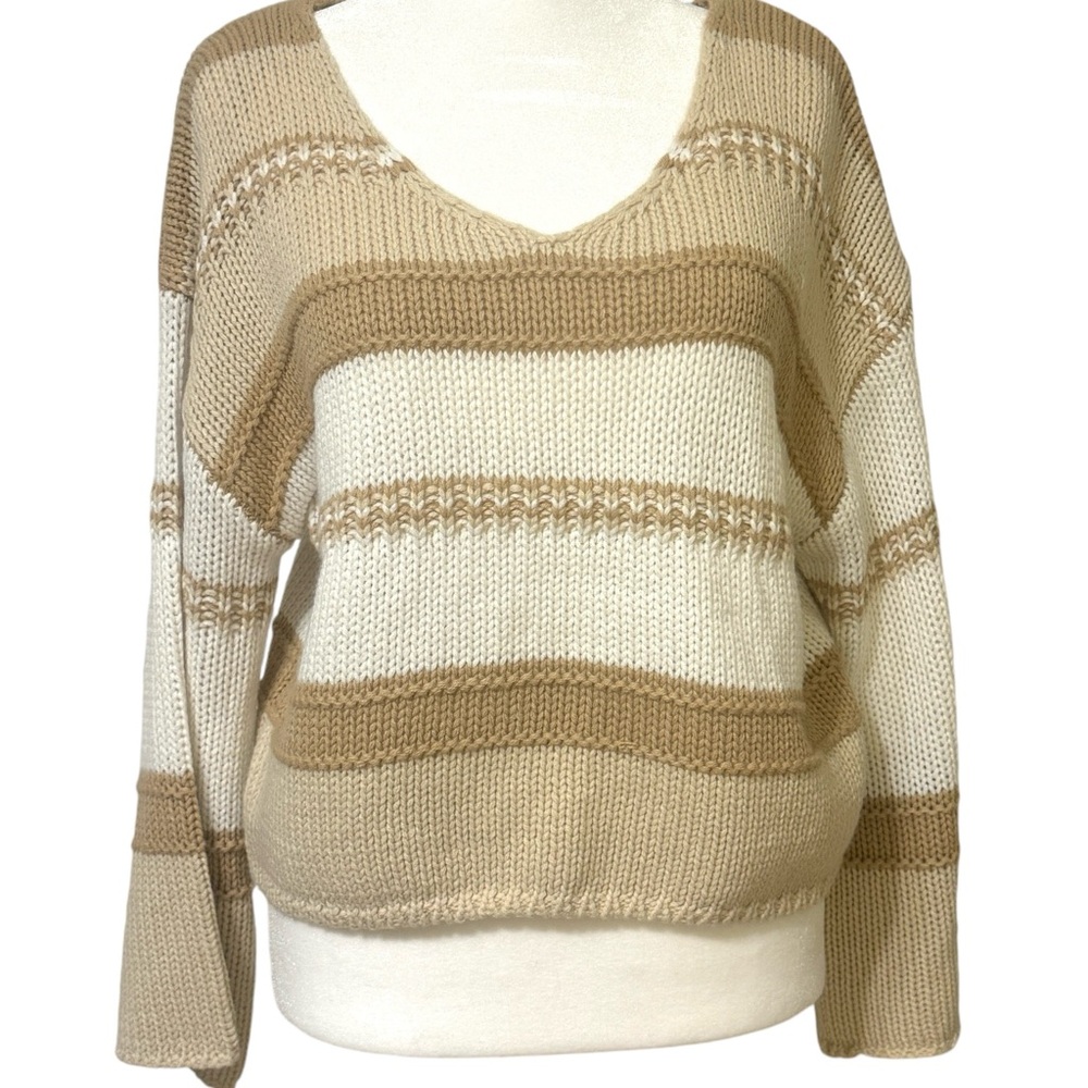 SINCERELY JULES Beige Striped Acrylic Sweater Sz XS